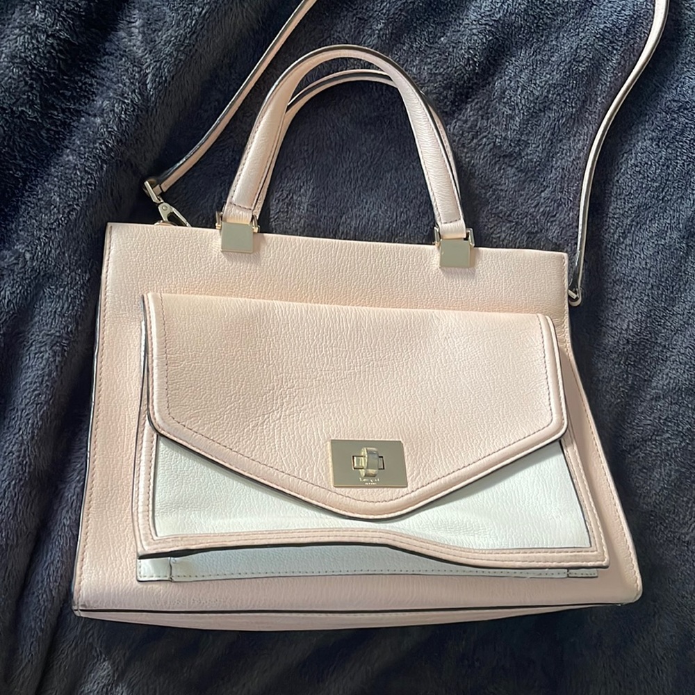 Kate spade pink & white hand bag
